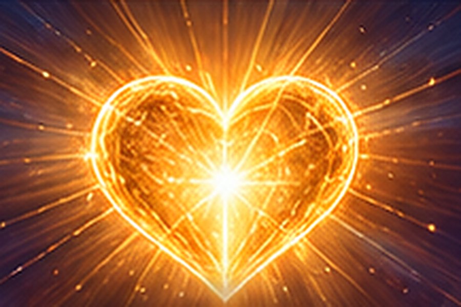 A glowing golden heart